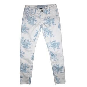 American Eagle Jeggings Floral Jeans Women's Size 2 White Stretch Casual
